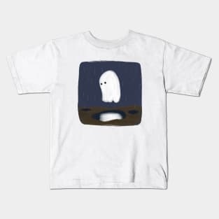 Sad Ghost in the Rain Kids T-Shirt